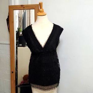 Max Studio Black Sequined Sleeveless Top